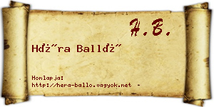 Héra Balló névjegykártya
